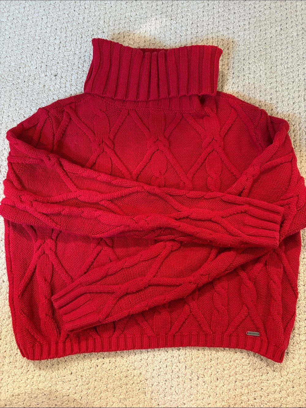 Hollister Red Cable Turtleneck Sweater